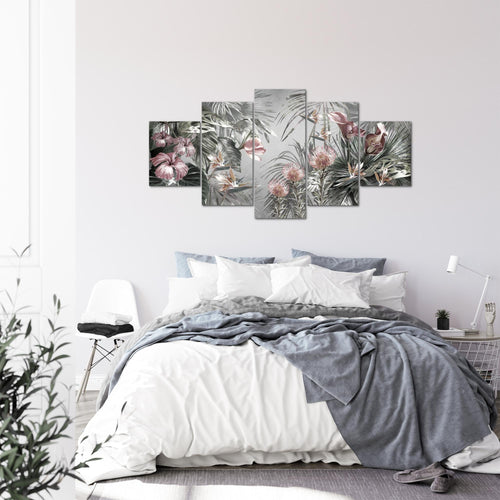 Runa Art - Bilder Blumen 200 x 100 cm 5 Teilig XXL Wanddekoration Design Grün Bunt 043351a