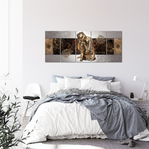 Runa Art Bild Buddha Zen Wandbilder auf Vlies Leinwand 5 Teilig Wanddekoration Wohnzimmer Schlafzimmer 041356c