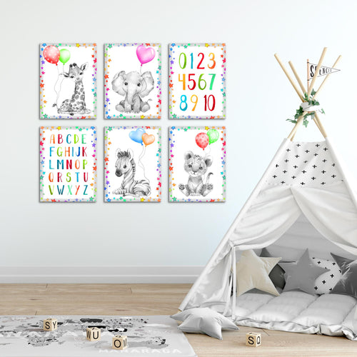 Novart Wandbilder - KEIN EXTRA RAHMEN BENÖTIGT - Kinderzimmer Mädchen Junge - Bilder Modern Tiere - Afrika Bunt - N016665c