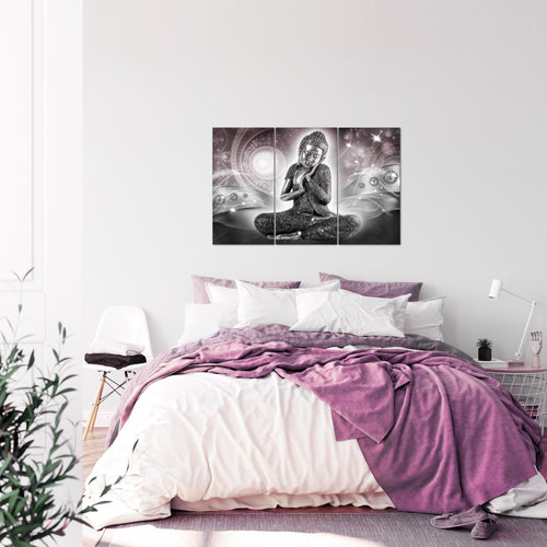 Runa Art Wandbilder Buddha Zen Bild XXL Wohnzimmer Schlafzimmer Rosa Grau Feng Shui 120 x 80 cm 3 Teilig 041631c