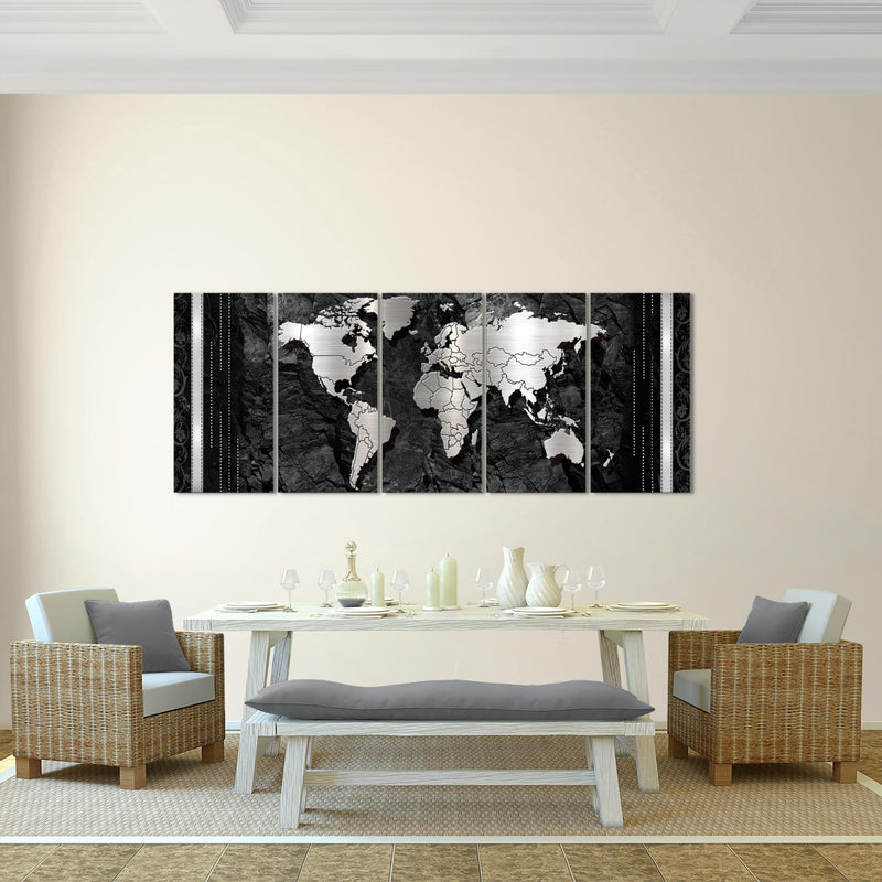 Runa Art Bild Weltkarte Wandbilder auf Vlies Leinwand 5 Teilig Wanddekoration Büro Wohnzimmer 107356c