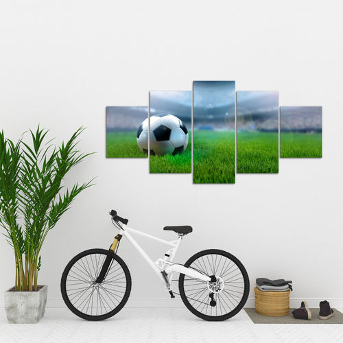Runa Art - Bilder Fussball 200 x 100 cm 5 Teilig XXL Wanddekoration Design Grün 402451c