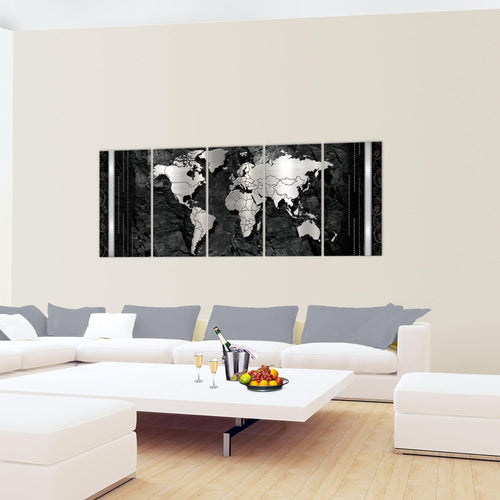 Runa Art Wandbild XXL Weltkarte Büro Wohnzimmer 200 x 80 cm Grün 5 Teilig - Made in Germany - 107355c