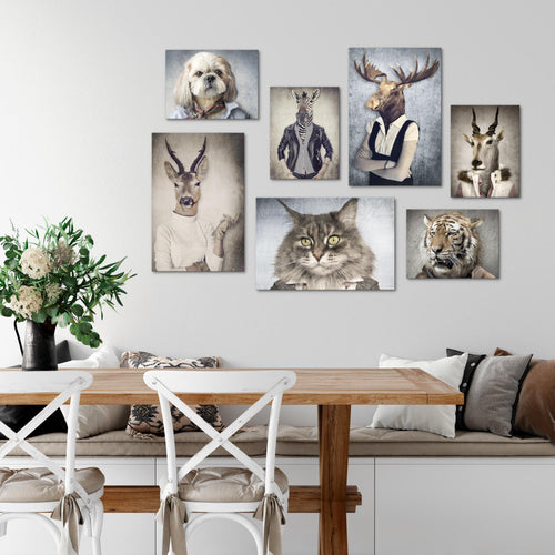 Novart Wandbilder Abstrakt - KOMPLETT AUFHÄNGFERTIG - Tiere Wohnzimmer Schlafzimmer - 7 Moderne Mood-Bilder - N019271a