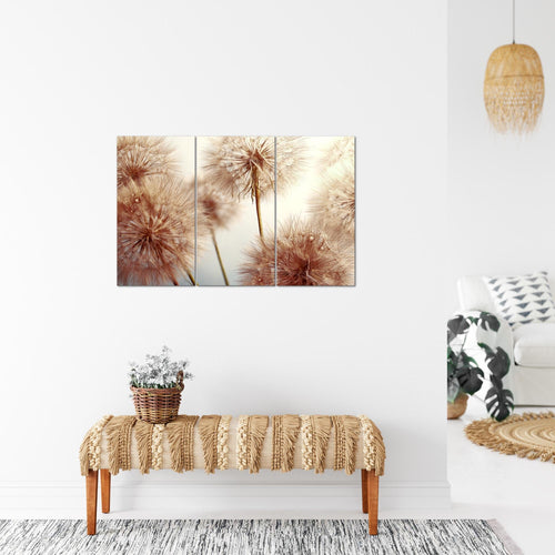 Runa Art Wandbilder Blumen Pusteblumen Bild XXL Wohnzimmer Schlafzimmer Schwarz Weiss Natur 120 x 80 cm 3 Teilig 042031c