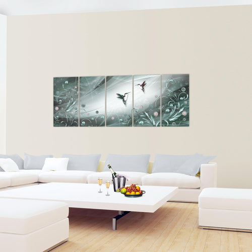 Runa Art Wandbild Vintage Vogel 1 Teilig 100 x 40 cm Modern Bild auf Vlies Leinwand Abstrakt Wohnzimmer Schlafzimmer Biege Braun 038312a
