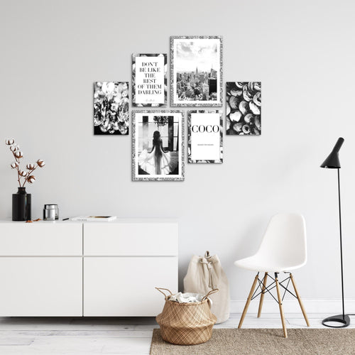 Novart Wandbilder Set Fashion Coco - KEIN EXTRA RAHMEN BENÖTIGT -  Modern Deko  - Wohnzimmer Mädchen Teenager N016263b
