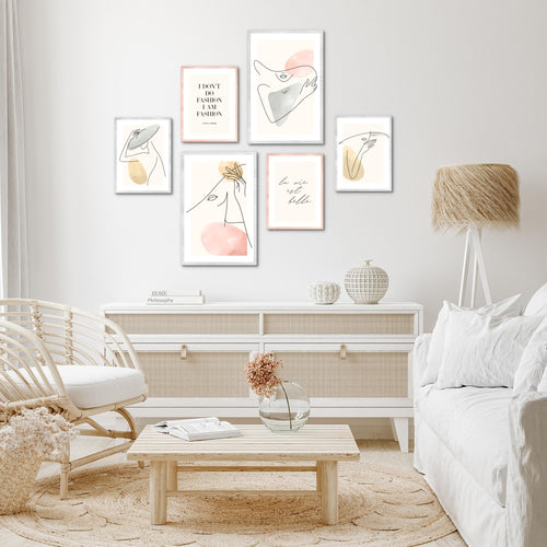 Novart Wandbilder Set Fashion mit Spruch - KEIN EXTRA RAHMEN BENÖTIGT -  Modern Deko  - Wohnzimmer Mädchen Teenager N022063a
