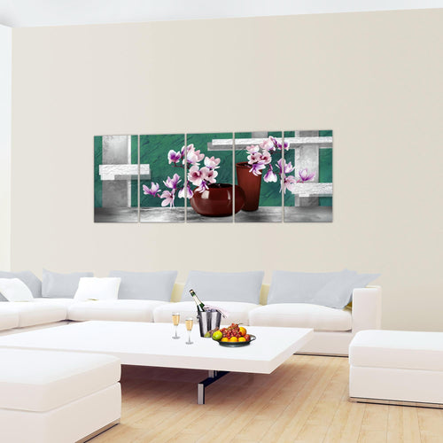 Runa Art Bild Blumen Abstrakt Wandbilder auf Vlies Leinwand 5 Teilig Wanddekoration Wohnzimmer Schlafzimmer 035256c