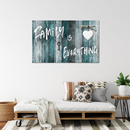 Runa Art Wandbilder Home Abstrakt Bild XXL Schlafzimmer Wohnzimmer Grau Türkis Holzmotiv 120 x 80 cm 3 Teilig 040231b
