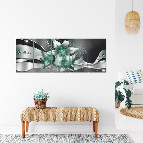 Runa Art Bild Blumen Lilien Wandbilder auf Vlies Leinwand 5 Teilig Wanddekoration Wohnzimmer Schlafzimmer 039656b