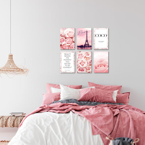 Novart Wandbilder Set Coco - KOMPLETT AUFHÄNGFERTIG - Made in Germany - Moderne Bilder  Wohnzimmer Mädchen Teenager - N016164a