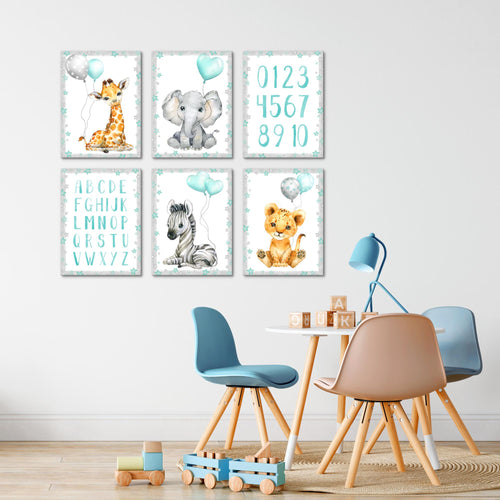 Novart Wandbilder - KEIN EXTRA RAHMEN BENÖTIGT - Kinderzimmer Mädchen Junge - Bilder Modern Tiere - Afrika Bunt - N016665c