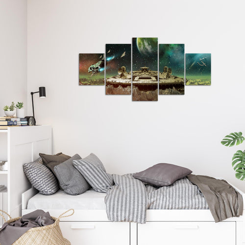 Runa Art - Bilder Kinderzimmer 200 x 100 cm 5 Teilig XXL Wanddekoration Design Türkis Beige 611551a