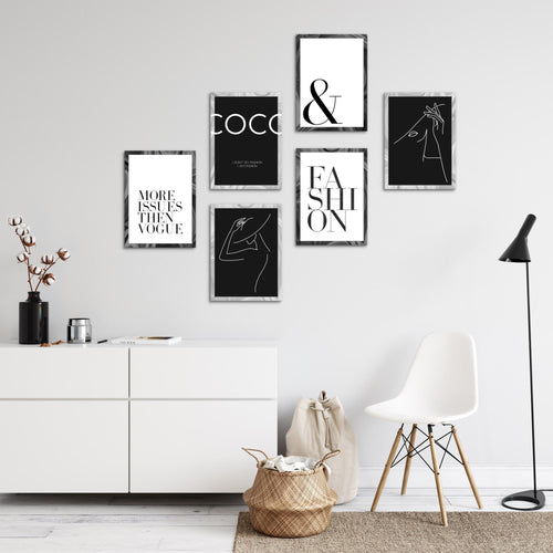 Novart Wandbilder Set Coco - KOMPLETT AUFHÄNGFERTIG - Made in Germany - Moderne Bilder  Wohnzimmer Mädchen Teenager - N002364a