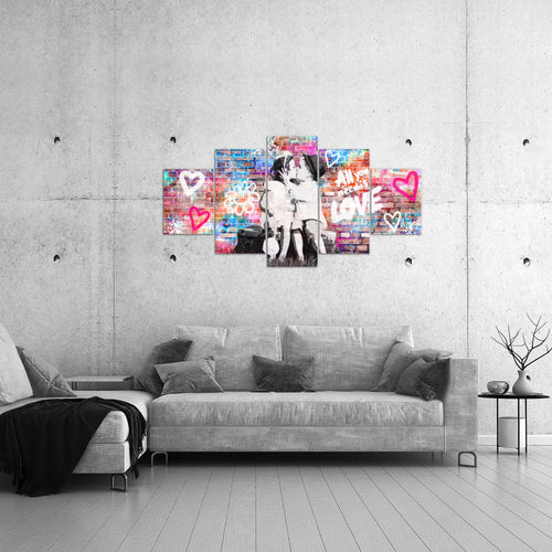 Runa Art - Bilder the First Kiss 200 x 100 cm 5 Teilig XXL Wanddekoration Design Bunt 044651a