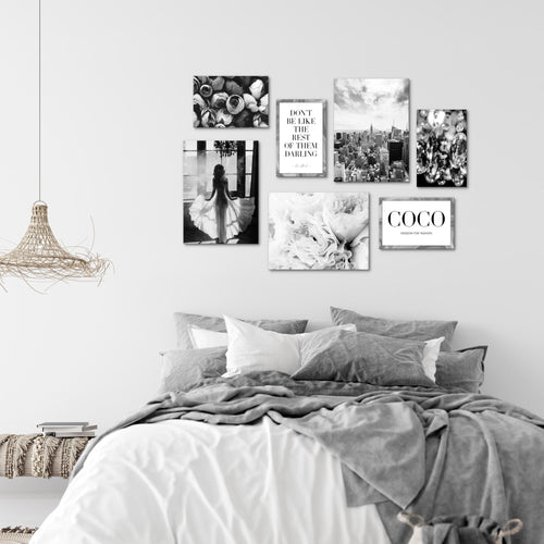 Novart Wandbilder Fashion - KOMPLETT AUFHÄNGFERTIG - Coco Wohnzimmer Mädchen Teenager - 7 Moderne Mood-Bilder - N016271b