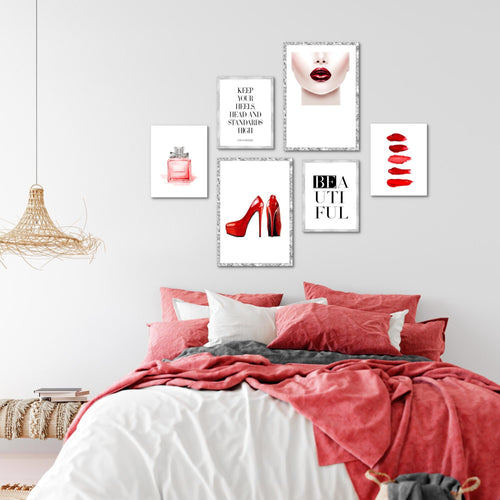 Novart Wandbilder Set Fashion Beauty - KEIN EXTRA RAHMEN BENÖTIGT -  Modern Deko  - Wohnzimmer Mädchen Teenager N018963a