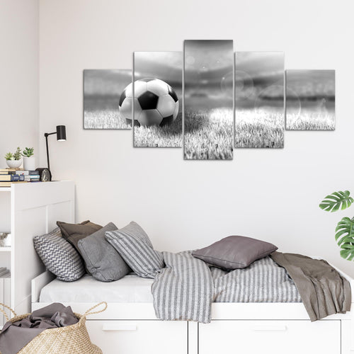 Runa Art - Bilder Fussball 200 x 100 cm 5 Teilig XXL Wanddekoration Design Grau 402451a