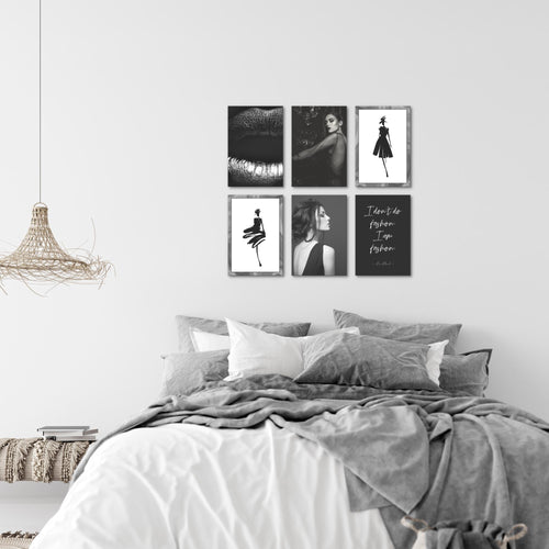 Novart Wandbilder - KEIN EXTRA RAHMEN BENÖTIGT - Wohnzimmer Mädchen Teenager - Bilder Modern Fashion - Schwarz Weiss - N000865a