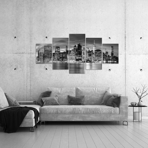 Runa Art - Bilder New York City 200 x 100 cm 5 Teilig XXL Wanddekoration Design Schwarz Weiss 010051b