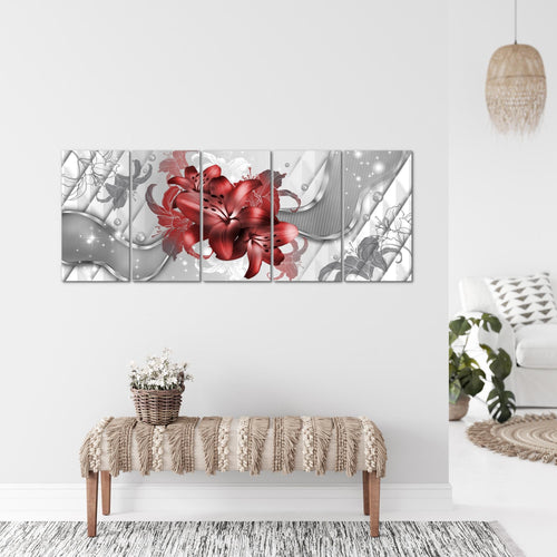 Runa Art Bild Blumen Lilien Wandbilder auf Vlies Leinwand 5 Teilig Wanddekoration Wohnzimmer Schlafzimmer 016556a