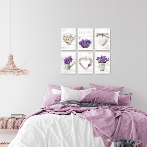 Novart Wandbilder Set Home Provence - KOMPLETT AUFHÄNGFERTIG - Made in Germany - Moderne Bilder  Wohnzimmer Schlafzimmer - N003064a