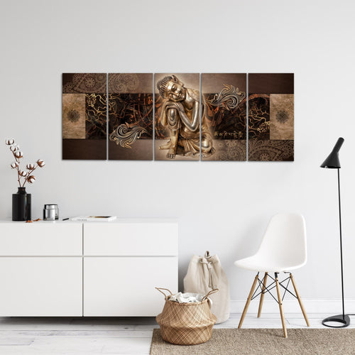 Runa Art Bild Buddha Zen Wandbilder auf Vlies Leinwand 5 Teilig Wanddekoration Wohnzimmer Schlafzimmer 041356a