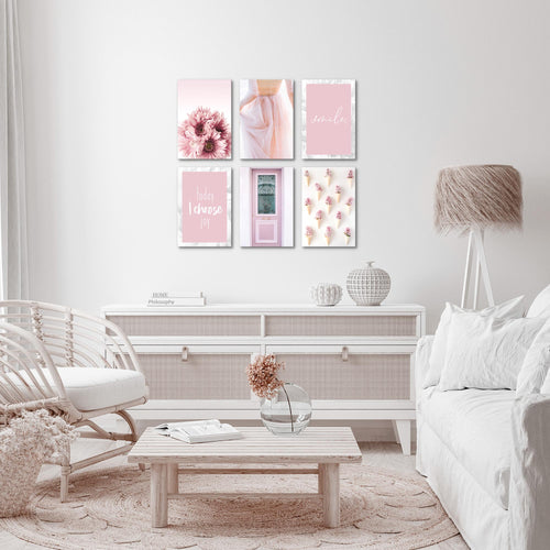 Novart Wandbilder Set Fashion - KOMPLETT AUFHÄNGFERTIG - Made in Germany - Moderne Bilder  Wohnzimmer Mädchen Teenager - N020464a