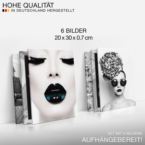 Novart Wandbilder Set Fashion Zitate - KOMPLETT AUFHÄNGFERTIG - Made in Germany - Moderne Bilder  Wohnzimmer Mädchen Teenager - N015564a
