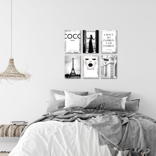 Novart Wandbilder Set Paris Fashion - KOMPLETT AUFHÄNGFERTIG - Made in Germany - Moderne Bilder  Wohnzimmer Schlafzimmer - N015664a
