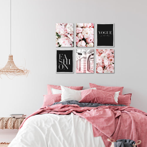 Novart Wandbilder Set Coco Fashion - KOMPLETT AUFHÄNGFERTIG - Made in Germany - Moderne Bilder  Wohnzimmer Mädchen Teenager - N016064a