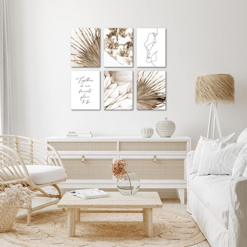 Novart Wandbilder - KEIN EXTRA RAHMEN BENÖTIGT - Wohnzimmer Schlafzimmer - Bilder Modern Boho Natur - Line Art - N026965a