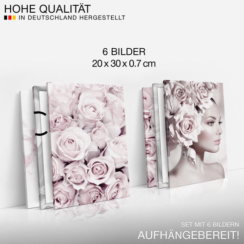 Novart Wandbilder Set Coco Fashion - KOMPLETT AUFHÄNGFERTIG - Made in Germany - Moderne Bilder  Wohnzimmer Mädchen Teenager - N000764a