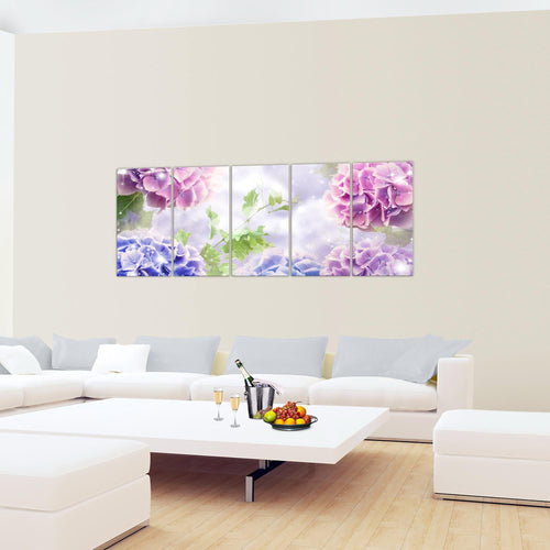 Runa Art Bild Blumen Hortensien Wandbilder auf Vlies Leinwand 5 Teilig Wanddekoration Wohnzimmer Schlafzimmer 017456b