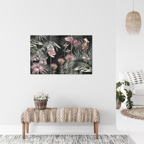 Runa Art Wandbilder Blumen Bild XXL Wohnzimmer Schlafzimmer Grau Vintage Natur 120 x 80 cm 3 Teilig 043331c