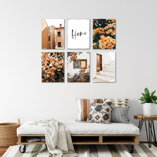 Novart Wandbilder - KEIN EXTRA RAHMEN BENÖTIGT - Wohnzimmer Schlafzimmer - Bilder Modern Home Blumen - Orange - N010165a