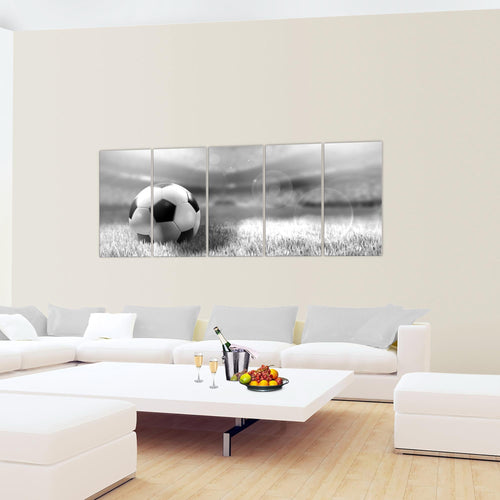 Runa Art Wandbild XXL Fussball Wohnzimmer Schlafzimmer 200 x 80 cm Grün 5 Teilig - Made in Germany - 402455c