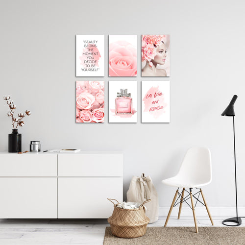 Novart Wandbilder - KEIN EXTRA RAHMEN BENÖTIGT - Wohnzimmer Mädchen Teenager - Bilder Modern Fashion - Rosa - N008565a