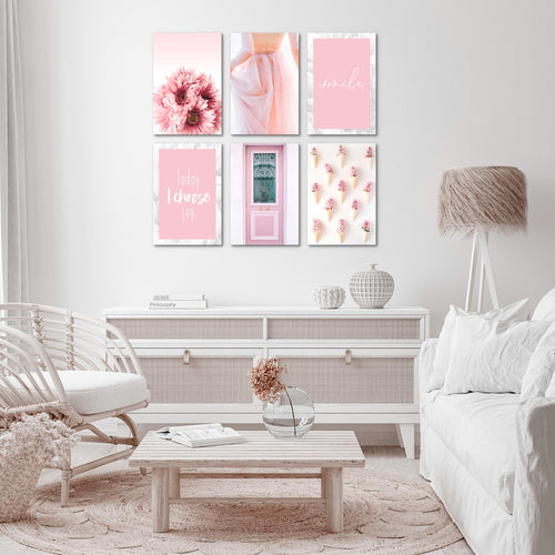 Novart Wandbilder Set Fashion - KOMPLETT AUFHÄNGFERTIG - Made in Germany - Moderne Bilder  Wohnzimmer Mädchen Teenager - N020464a