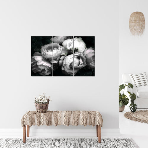 Runa Art Wandbilder Blumen Rosen Bild XXL Wohnzimmer Schlafzimmer Schwarz Bunt Vintage 120 x 80 cm 3 Teilig 039131b