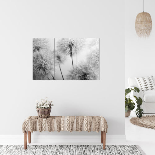Runa Art Wandbilder Blumen Pusteblumen Bild XXL Wohnzimmer Schlafzimmer Grau Rosa Natur 120 x 80 cm 3 Teilig 042031a