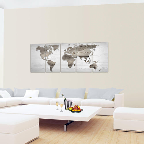 Runa Art Bild Weltkarte Wandbilder auf Vlies Leinwand 5 Teilig Wanddekoration Büro Wohnzimmer 035056a