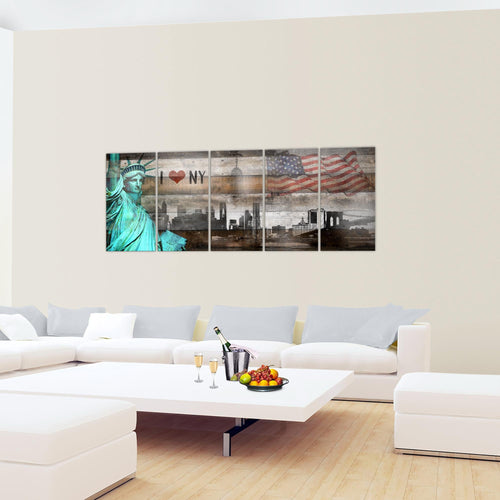 Runa Art Bild New York City Wandbilder auf Vlies Leinwand 5 Teilig Wanddekoration Wohnzimmer Büro 034256c