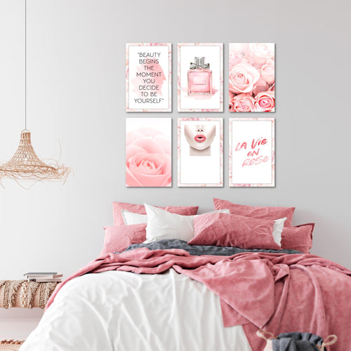 Novart Wandbilder Set Fashion - KOMPLETT AUFHÄNGFERTIG - Made in Germany - Moderne Bilder  Wohnzimmer Mädchen Teenager - N015864a