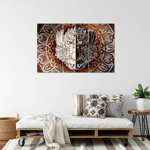 Runa Art Wandbilder Mandala Abstrakt Bild XXL Wohnzimmer Schlafzimmer Beige Braun Kupfer 120 x 80 cm 3 Teilig 040131c
