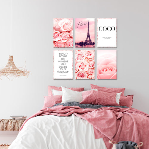 Novart Wandbilder Set Coco - KOMPLETT AUFHÄNGFERTIG - Made in Germany - Moderne Bilder  Wohnzimmer Mädchen Teenager - N016164a