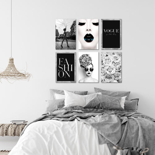 Novart Wandbilder - KEIN EXTRA RAHMEN BENÖTIGT - Wohnzimmer Mädchen Teenager - Bilder Modern Beauty Fashion - Schwarz Weiss - N015565a