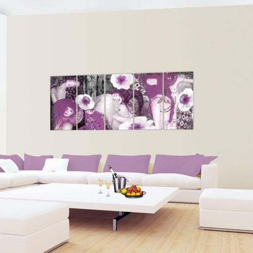 Runa Art Bild Collage Gustav Klimt Wandbilder auf Vlies Leinwand 5 Teilig Wanddekoration Wohnzimmer 018556a