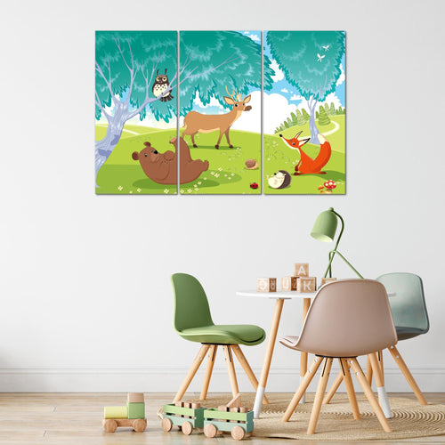 Runa Art Wandbilder Tiere Dschungel Bild XXL Spielzimmer Baby Bunt Kinderzimmer 120 x 80 cm 3 Teilig 001831b